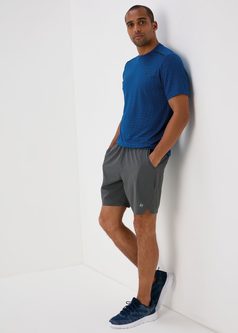 Souluxe Blue Grid Geo Print T-Shirt