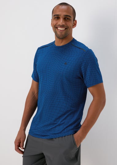 Souluxe Blue Grid Geo Print T-Shirt