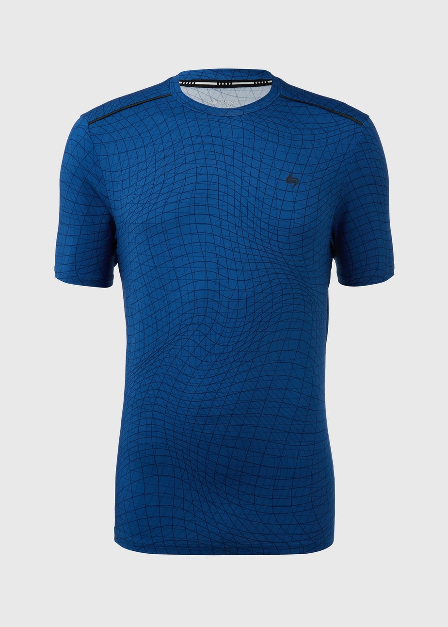 Souluxe Blue Grid Geo Print T-Shirt