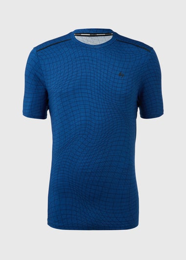 Souluxe Blue Grid Geo Print T-Shirt