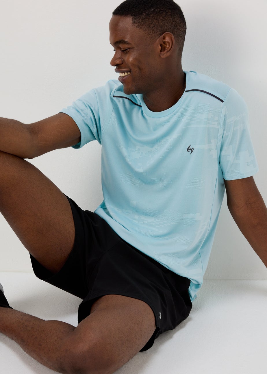 Souluxe Light Blue Jacquard Panel T-Shirt