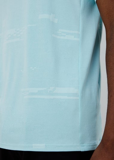 Souluxe Light Blue Jacquard Panel T-Shirt
