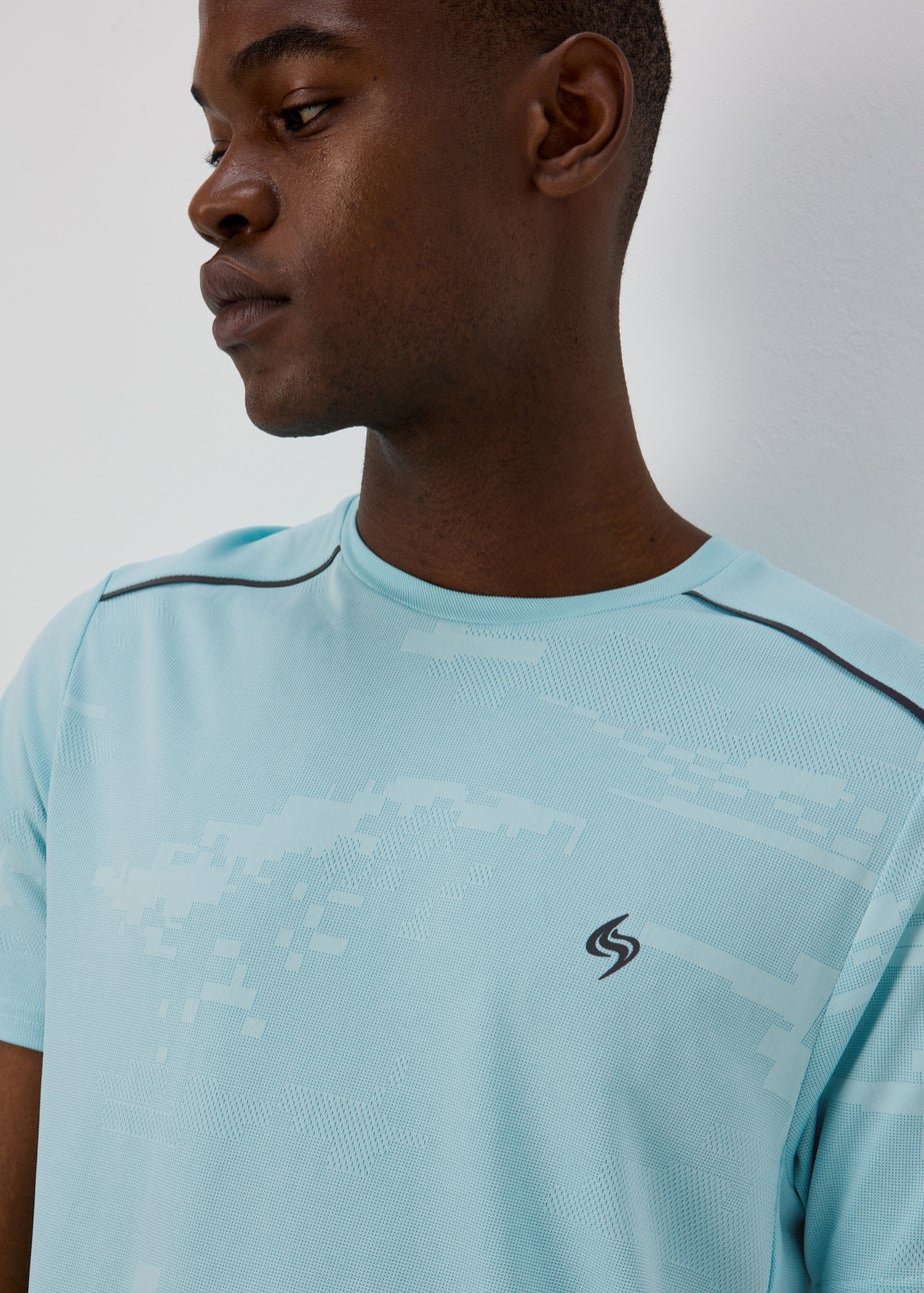 Souluxe Light Blue Jacquard Panel T-Shirt