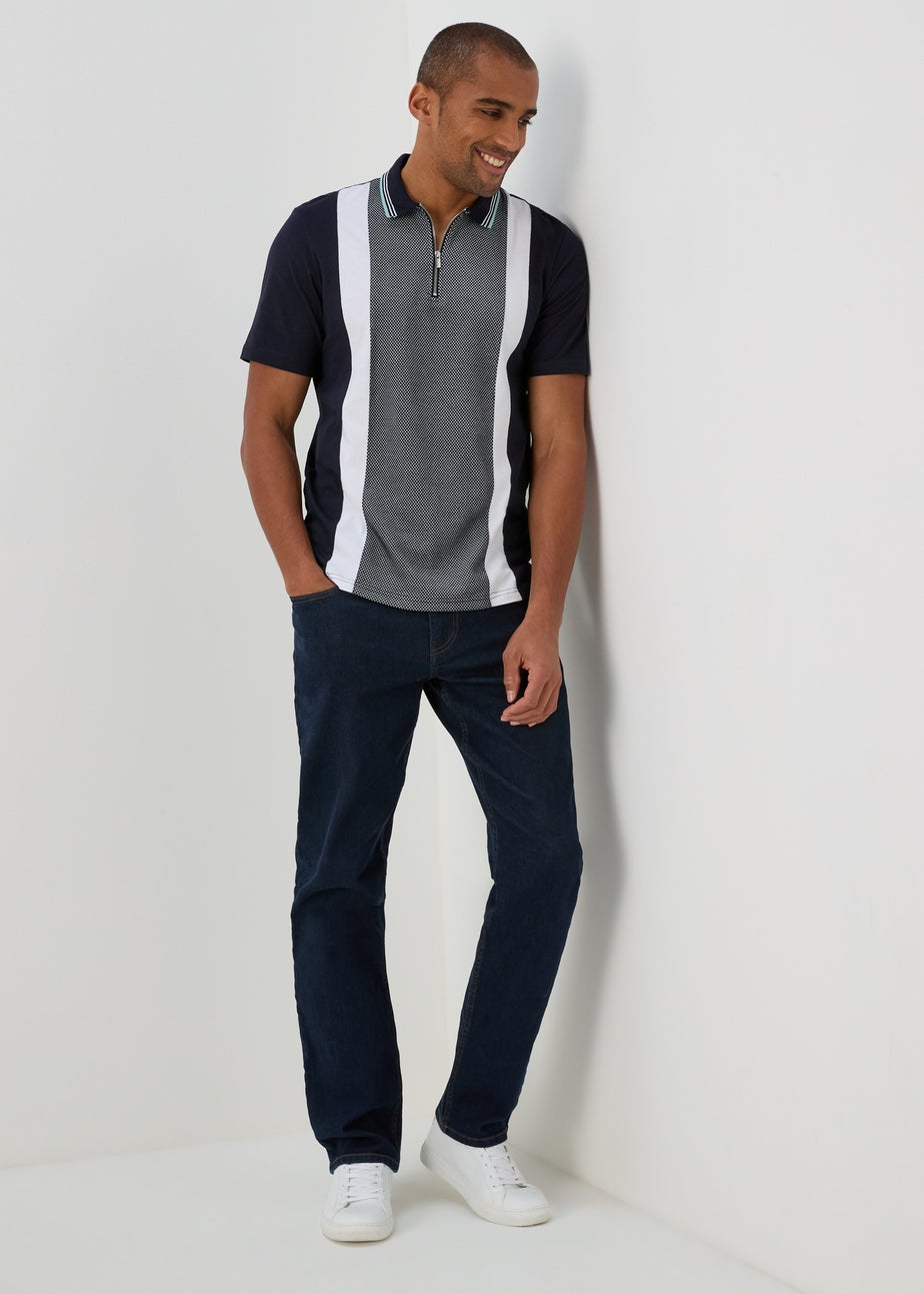 Navy Front Panel Smart Polo Shirt