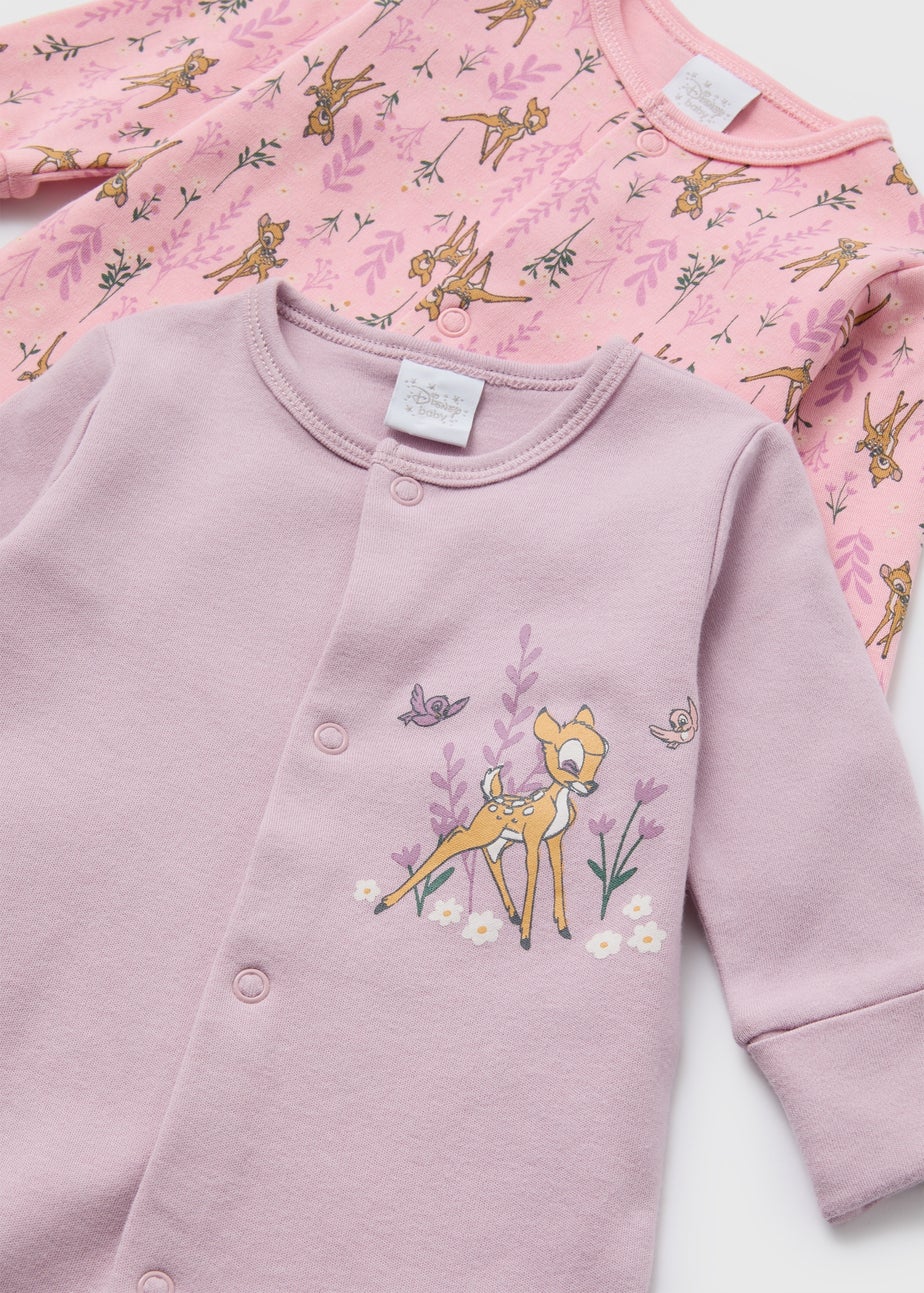 Disney Baby 2 Pack Pink Bambi Sleepsuits (Tiny Baby-18mths)