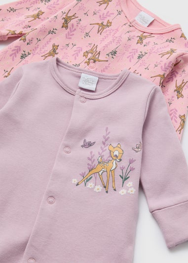 Disney Baby 2 Pack Pink Bambi Sleepsuits (Tiny Baby-18mths)