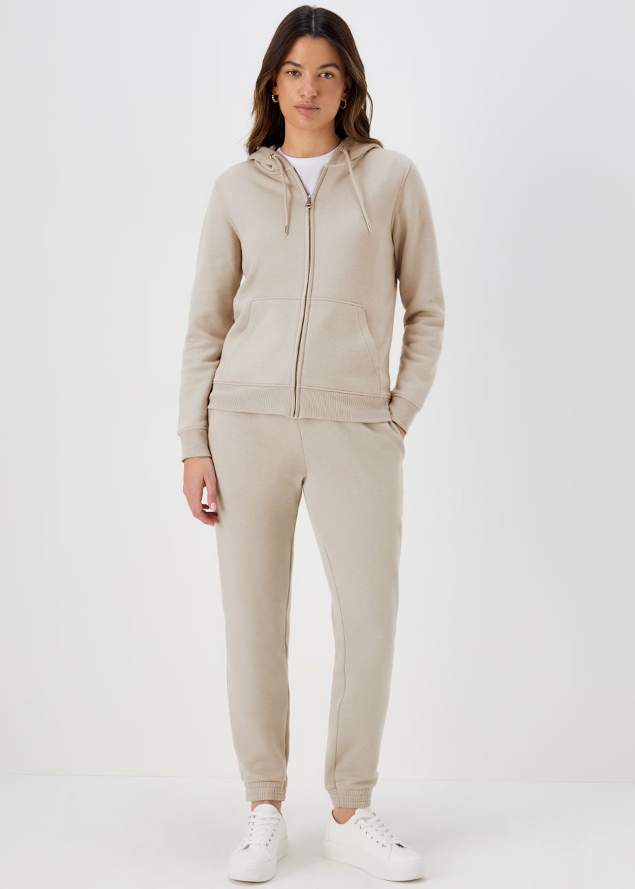 Beige Tapered Jogging Bottoms