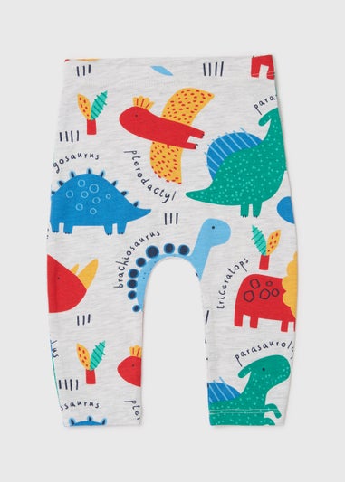 Baby Grey Marl Dinosaur Leggings (Newborn-23mths)