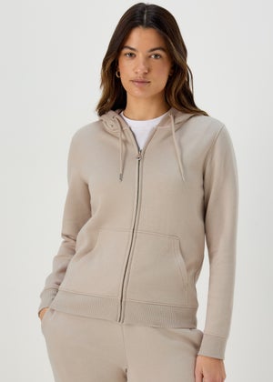 Beige Zip Up Hoodie