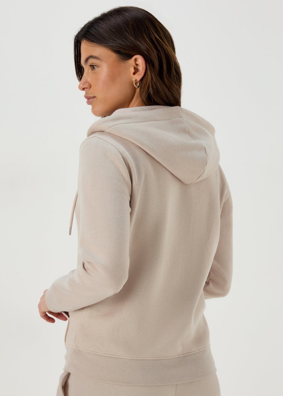 Beige Zip Up Hoodie
