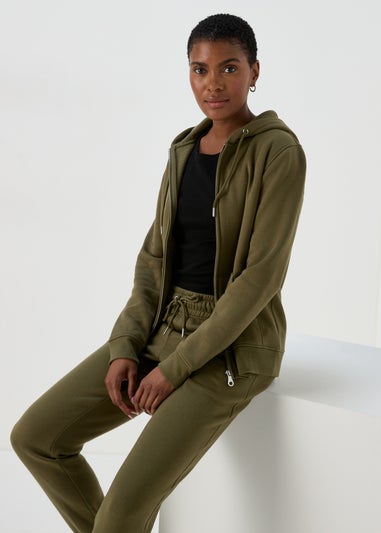 Khaki Zip Up Hoodie