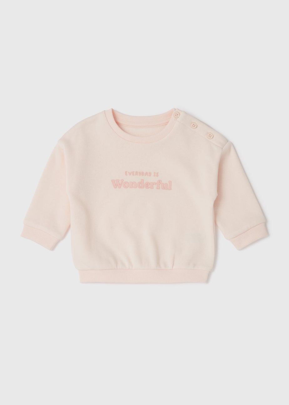 Baby Pink Slogan Sweatshirt (Newborn-23mths)