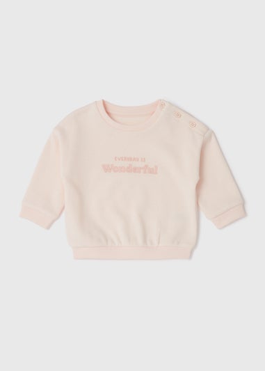 Baby Pink Slogan Sweatshirt (Newborn-23mths)