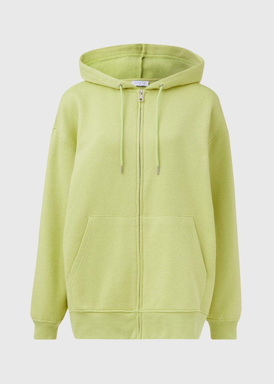 Lime Oversized Zip Up Hoodie Matalan