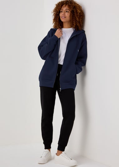 Navy Oversized Zip Up Hoodie