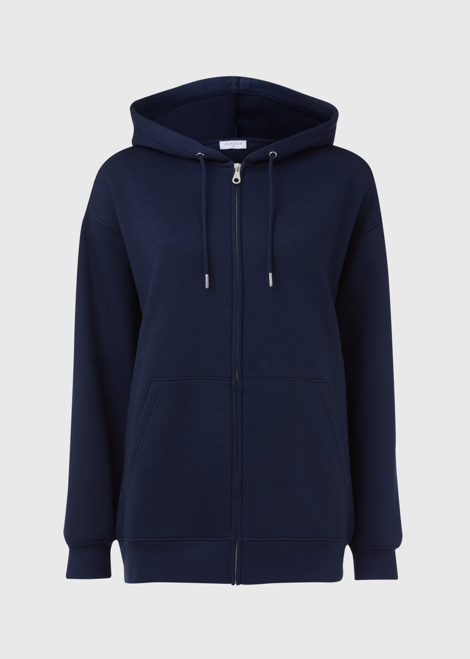 Navy Oversized Zip Up Hoodie