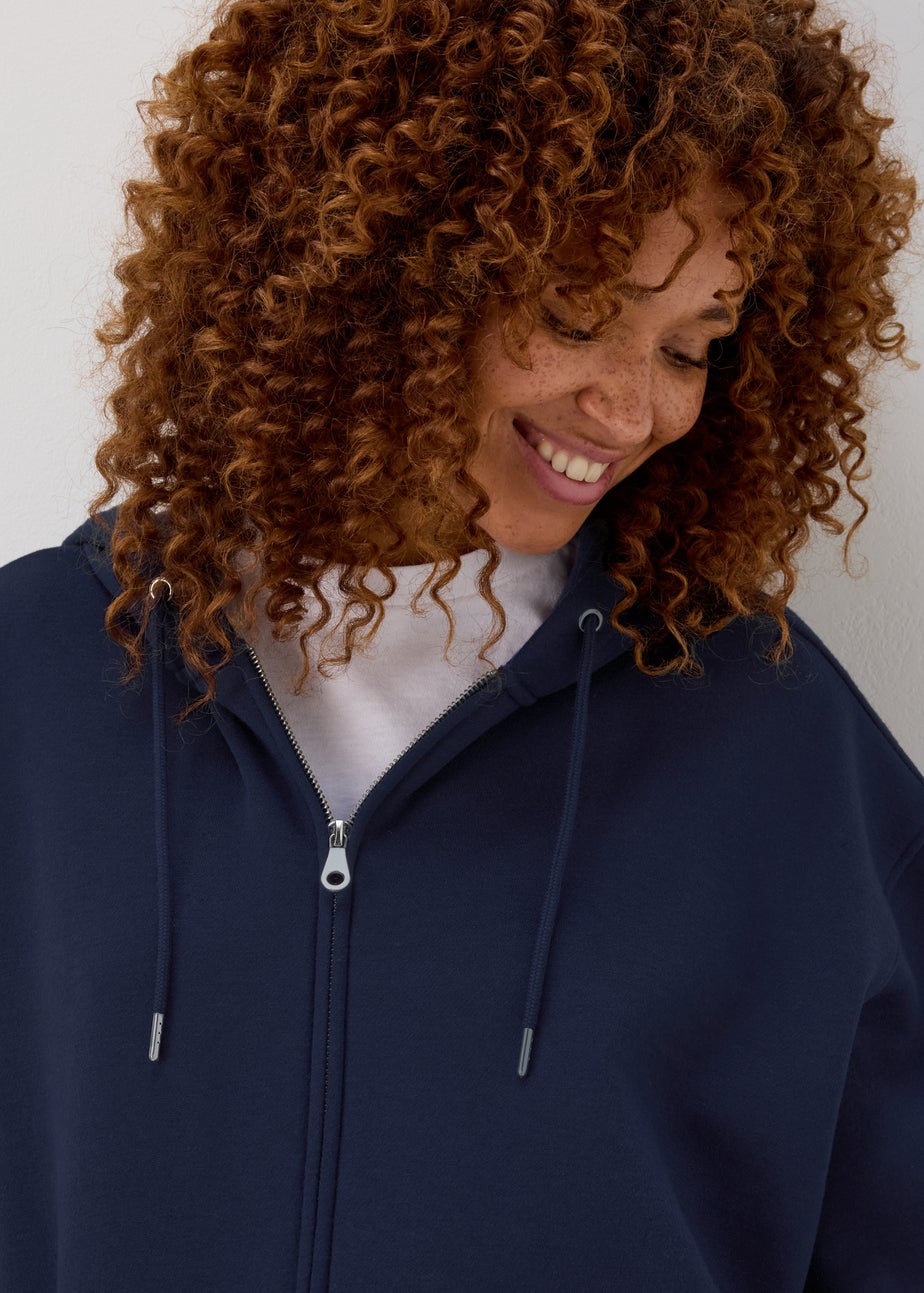 Navy Oversized Zip Up Hoodie