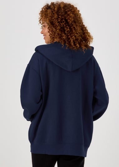Navy Oversized Zip Up Hoodie