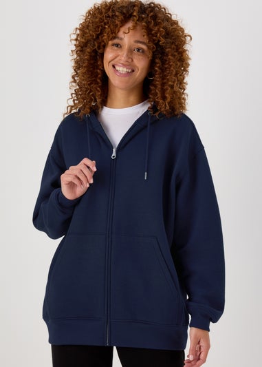 Navy Oversized Zip Up Hoodie
