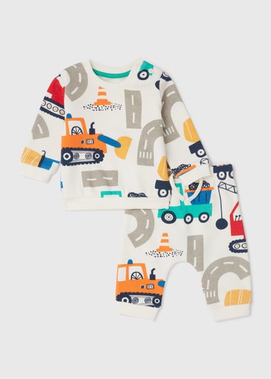 Baby Cream Transport Print Sweatshirt & Joggers Set (Newborn-23mths)