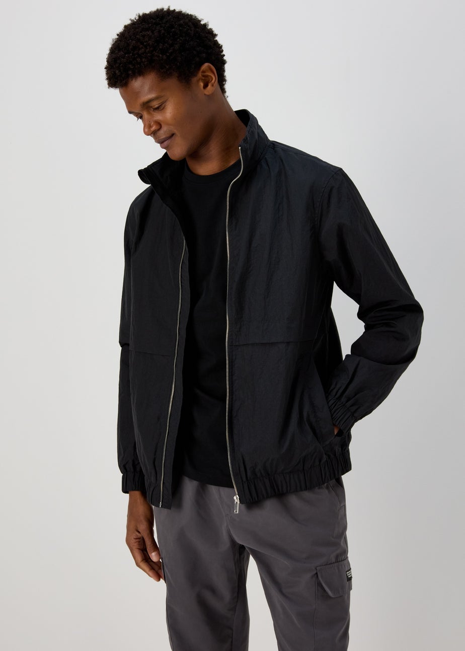 Black Crinkle Windbreaker