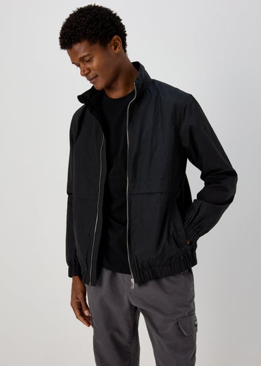 Black Crinkle Windbreaker