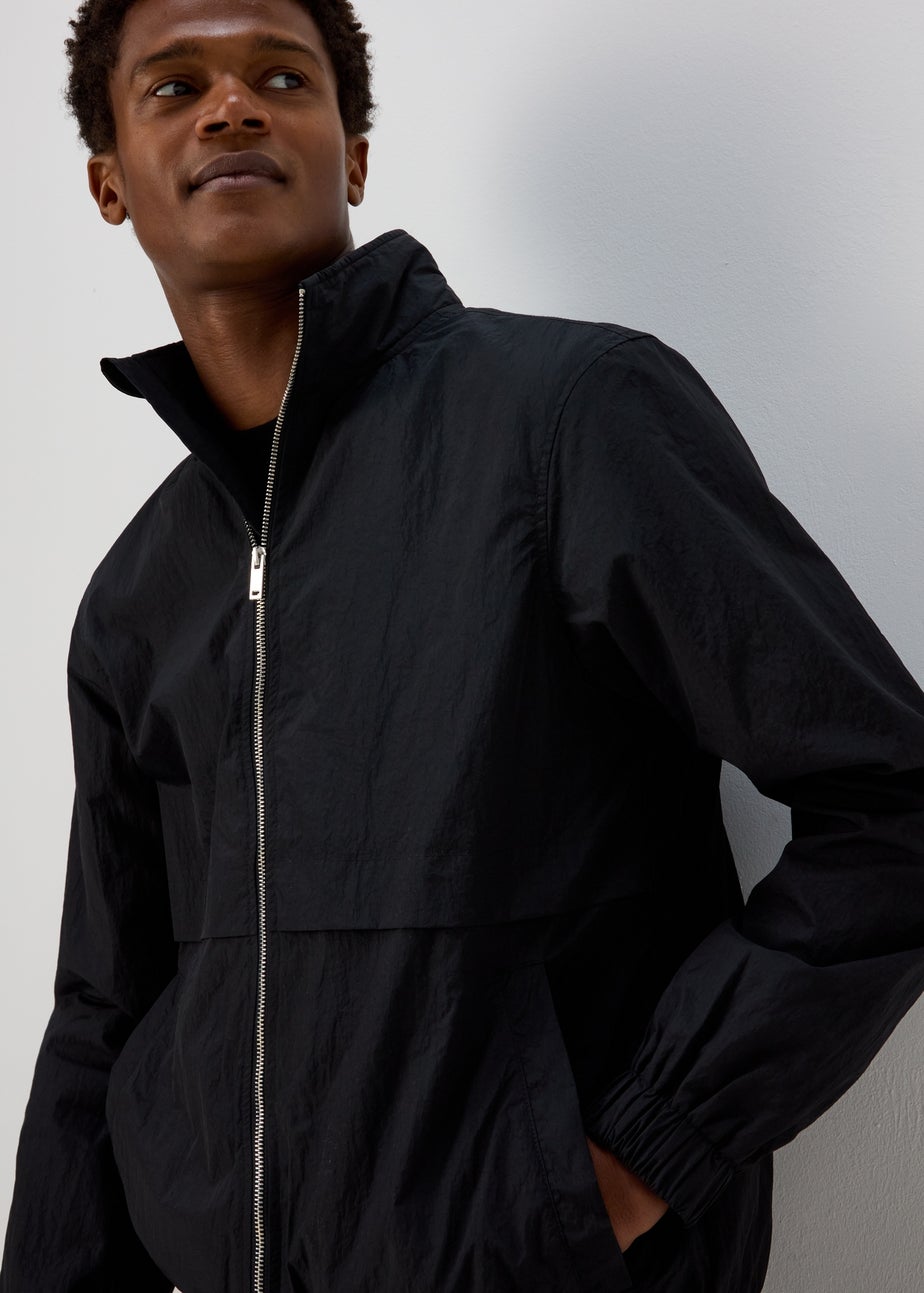 Black Crinkle Windbreaker