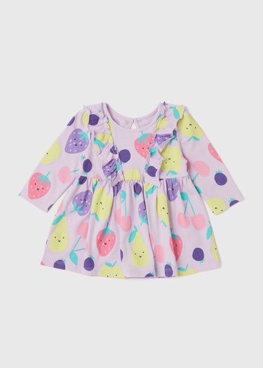 Baby Lilac Fruity Long Sleeve Dress (Newborn-23mths)