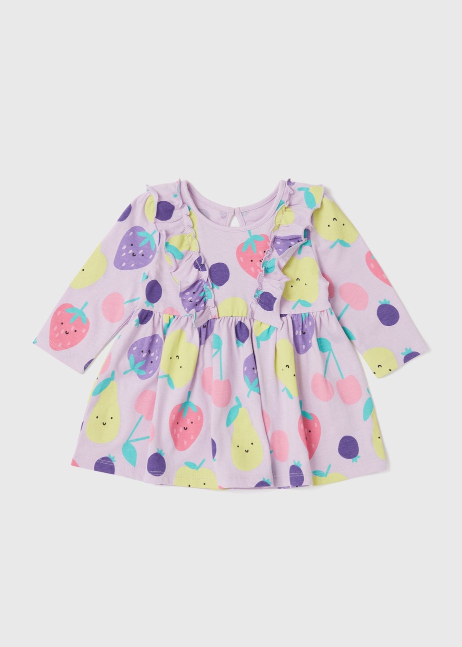 Baby Lilac Fruity Long Sleeve Dress (Newborn-23mths)