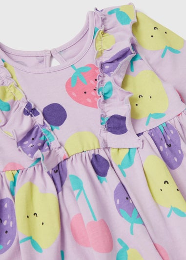 Baby Lilac Fruity Long Sleeve Dress (Newborn-23mths)