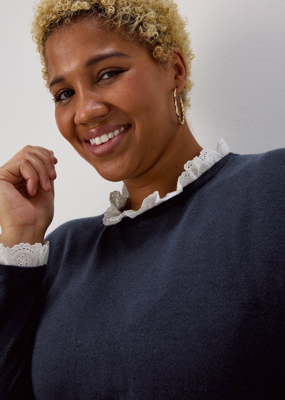 Navy Broderie 2 in 1 Top