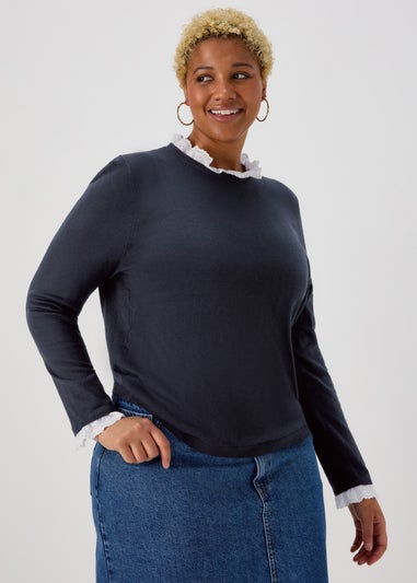 Navy Broderie 2 in 1 Top