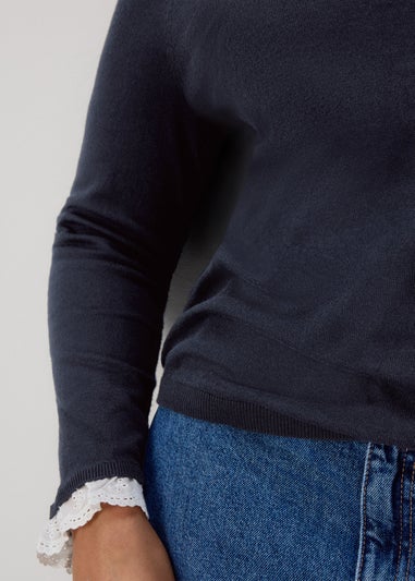 Navy Broderie 2 in 1 Top