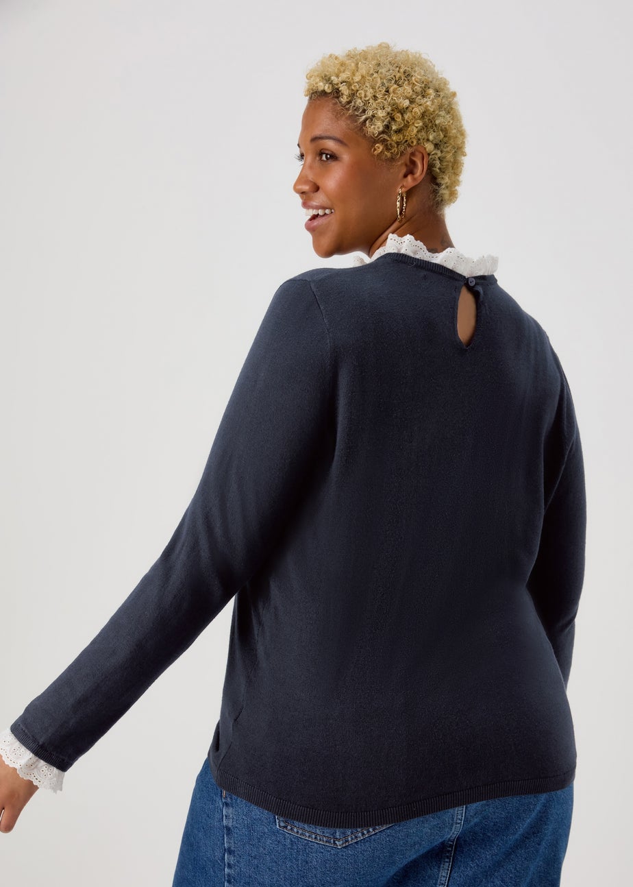 Navy Broderie 2 in 1 Top