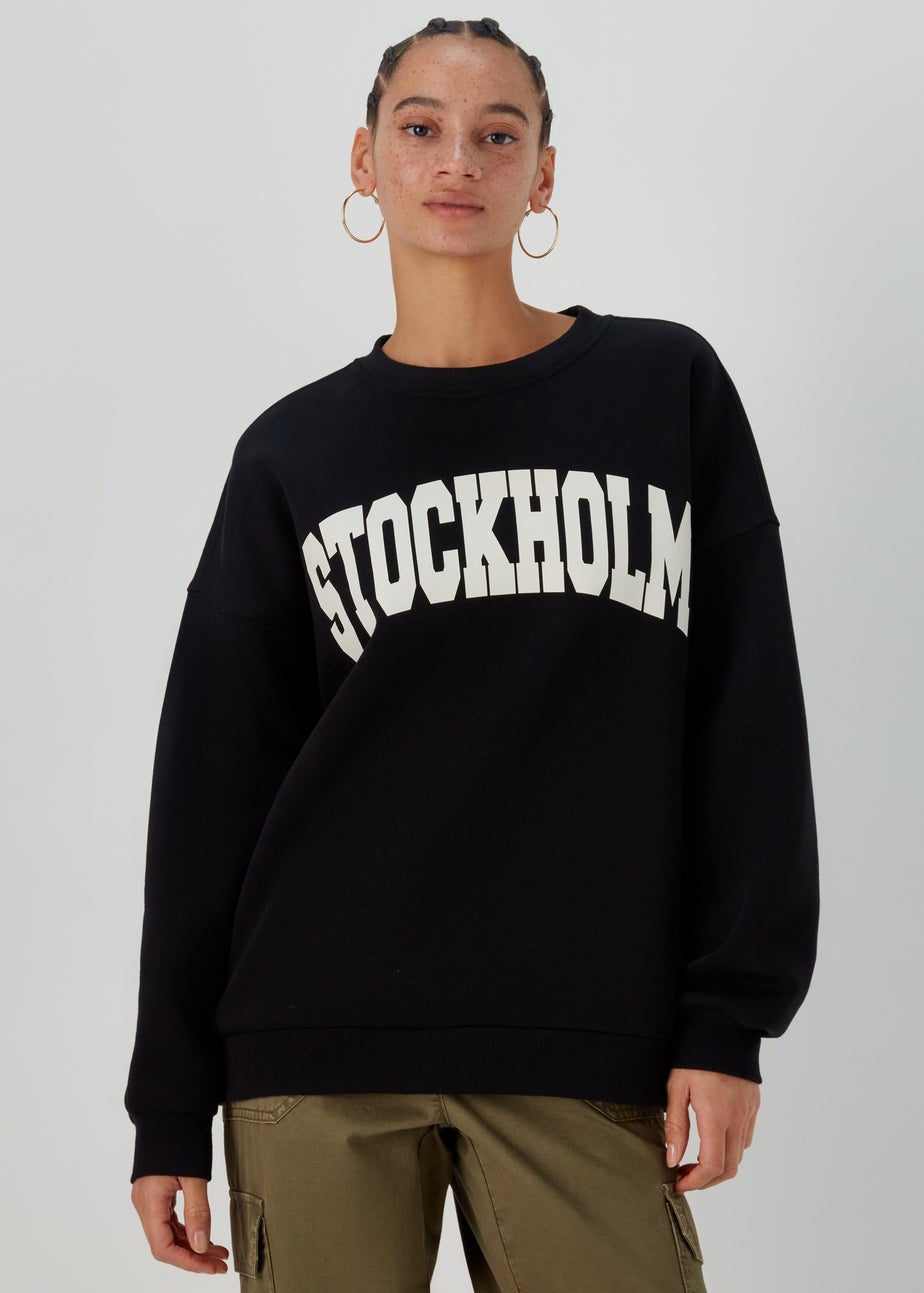 Black Stockholm Print Sweatshirt
