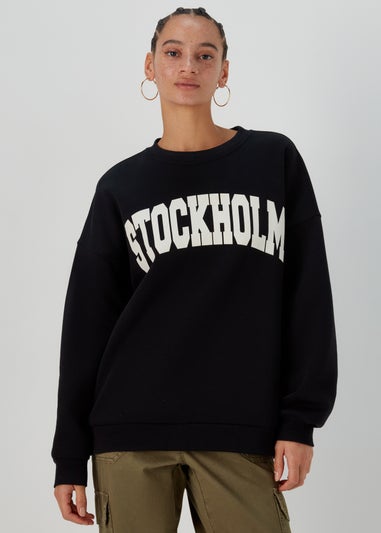 Black Stockholm Print Sweatshirt