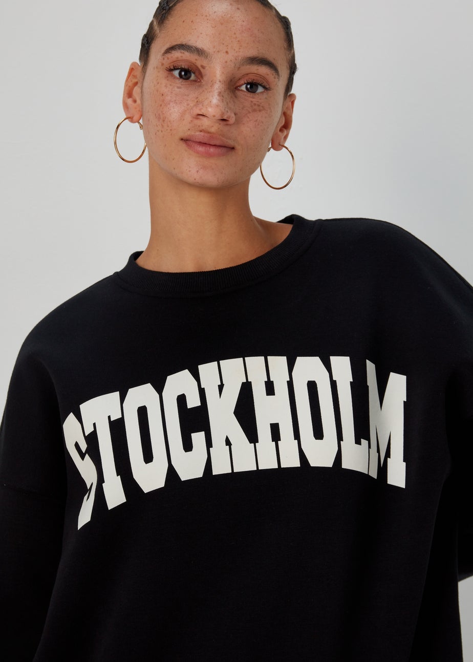 Black Stockholm Print Sweatshirt
