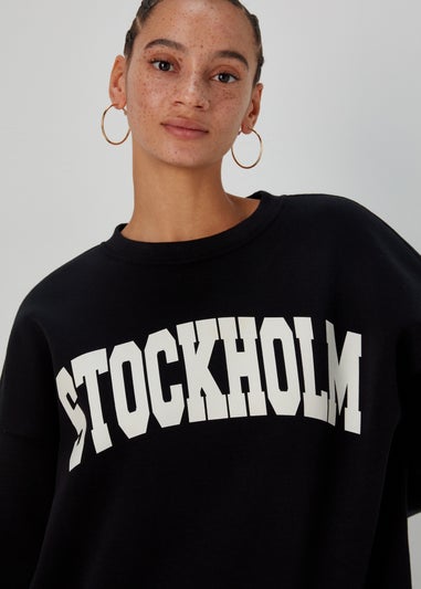 Black Stockholm Print Sweatshirt