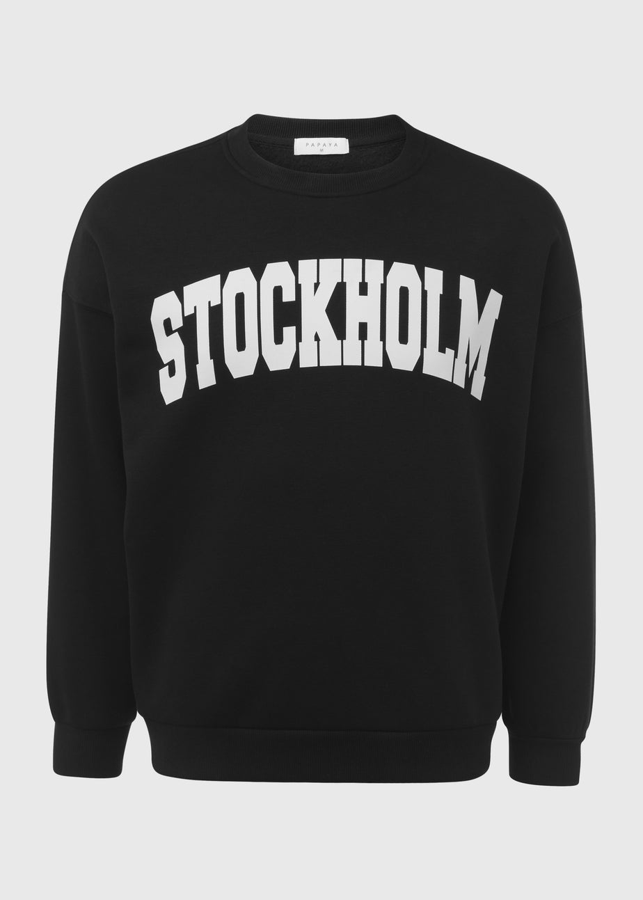 Black Stockholm Print Sweatshirt