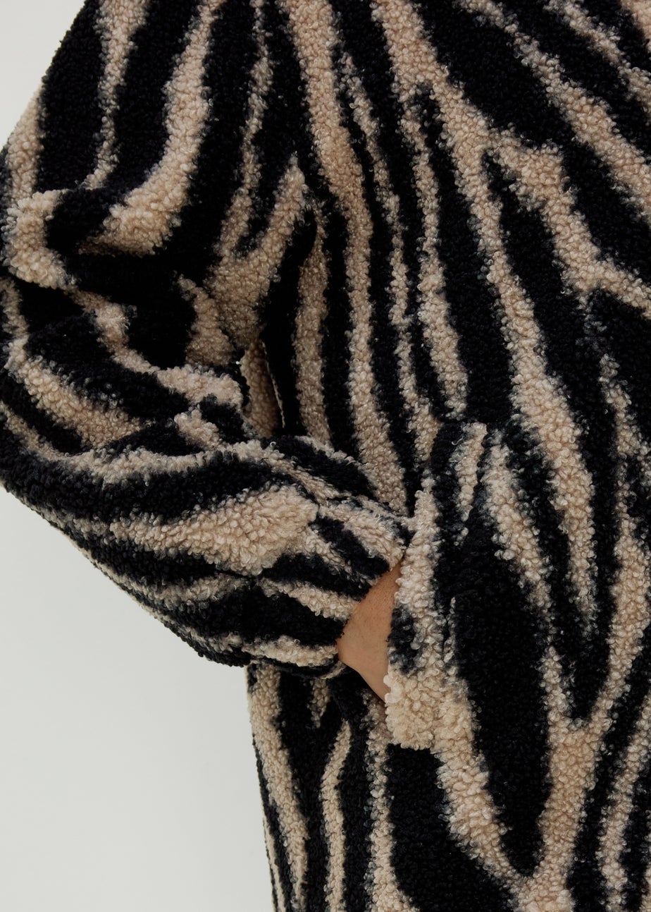 Beige Borg Zebra Half Zip