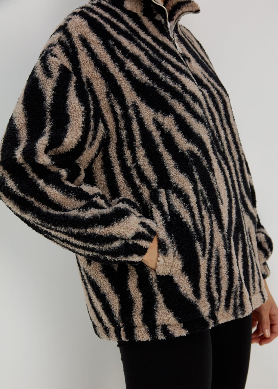 Beige Borg Zebra Half Zip