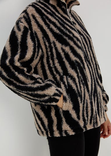 Beige Borg Zebra Half Zip