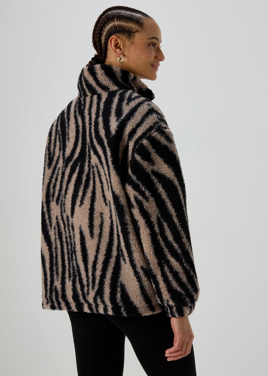 Beige Borg Zebra Half Zip