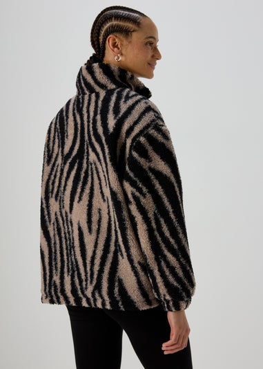 Beige Borg Zebra Half Zip