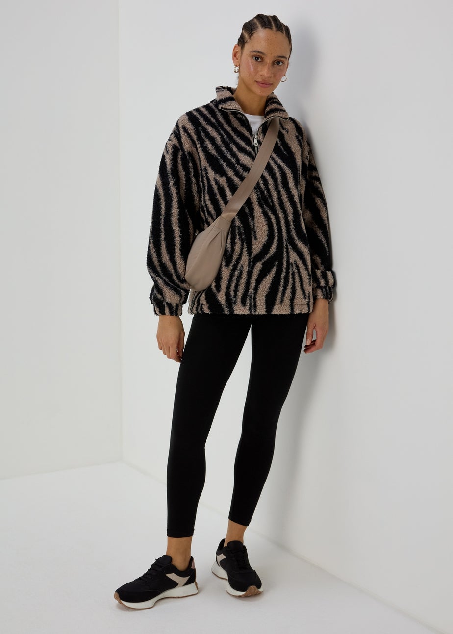 Beige Borg Zebra Half Zip