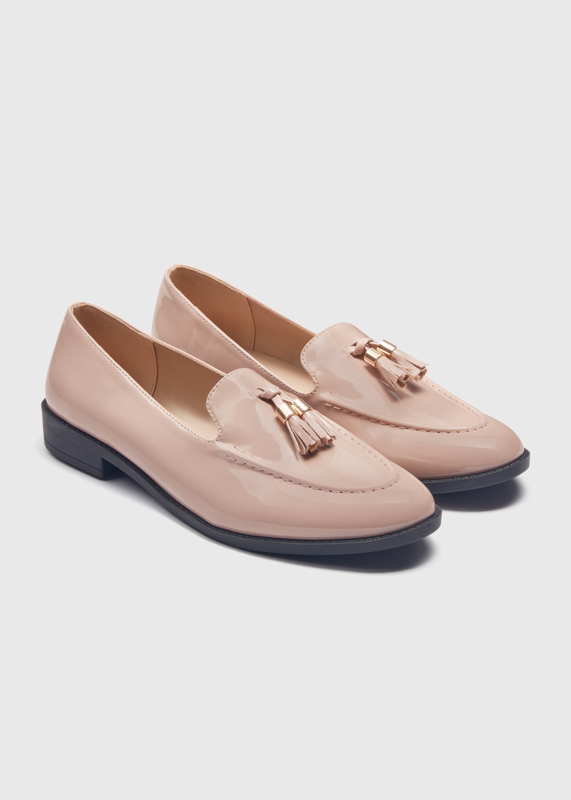 Nude Patent Tassel Loafers - Matalan