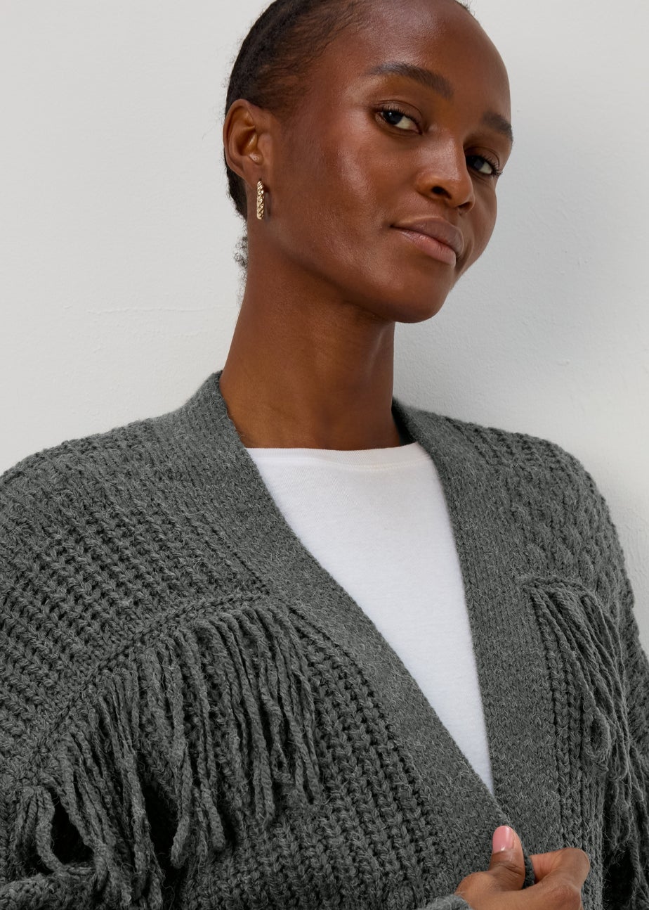Grey Fringe Cardigan