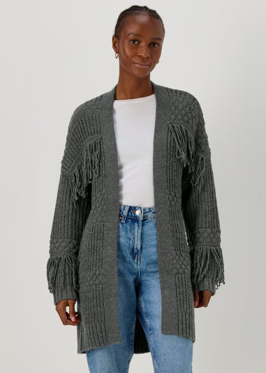 Grey Fringe Cardigan