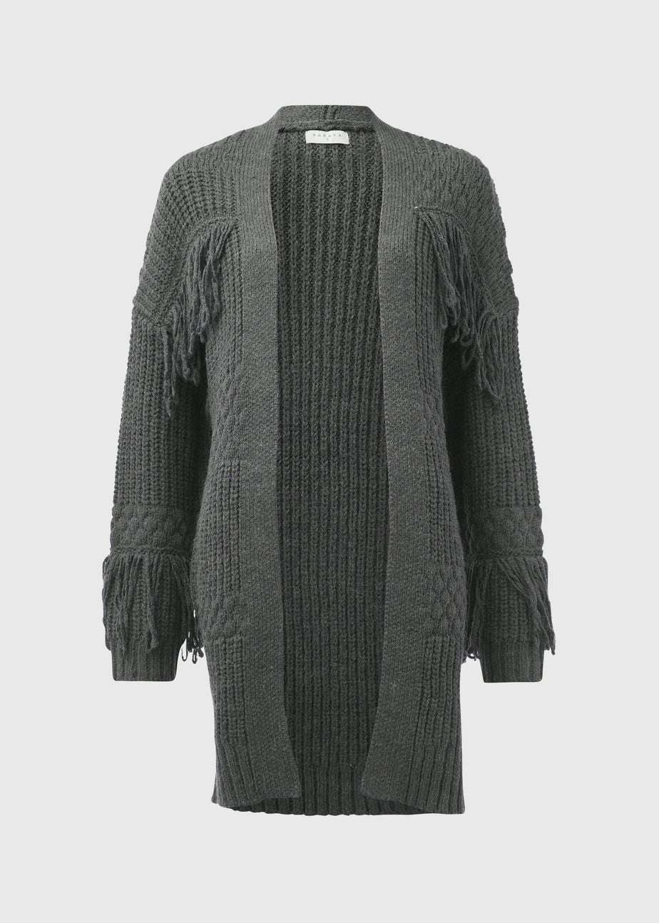 Grey Fringe Cardigan