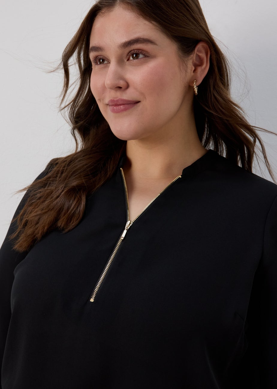 Et Vous Black Zip Up Blouse